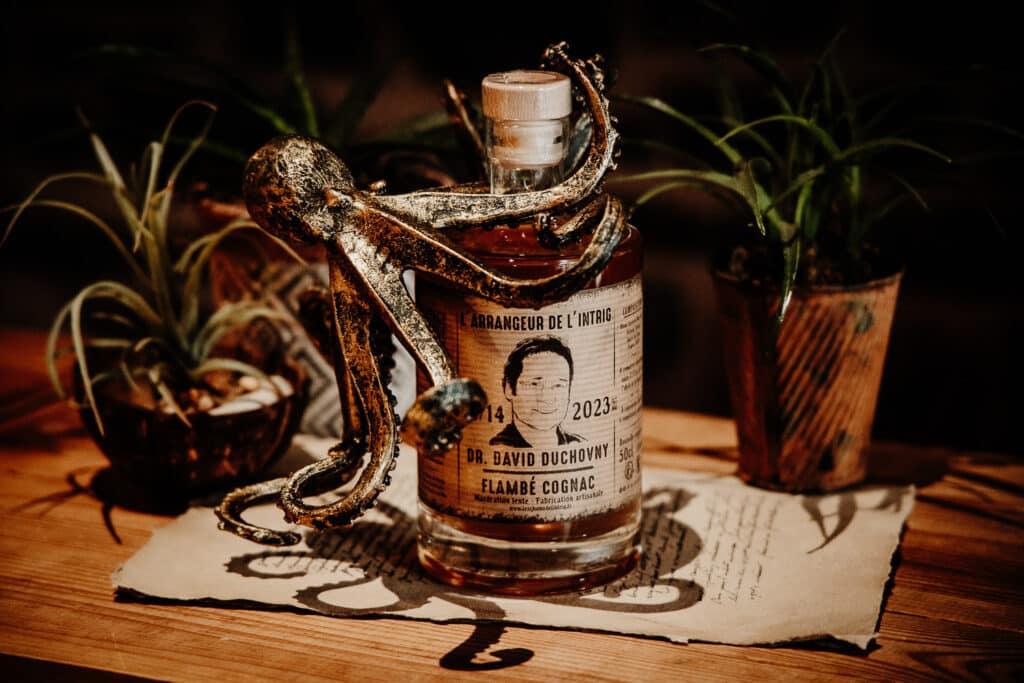 bouteilles de rhum aux étiquettes personnalisées pour David Duchovny acteur